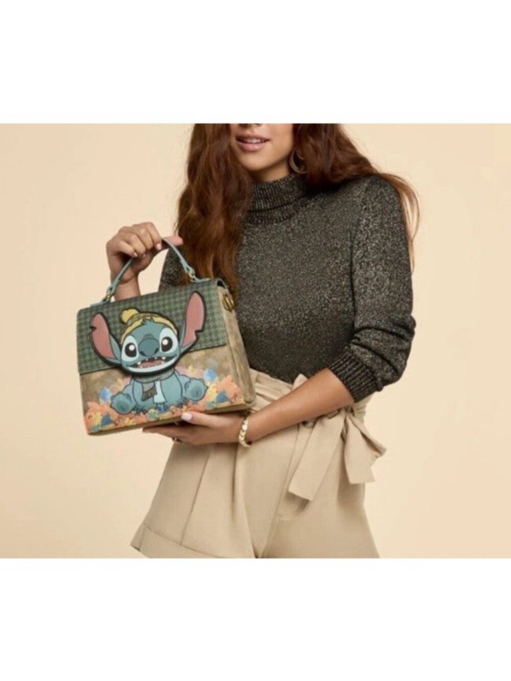 Loungefly Disney Lilo & Stitch Autumn Leaves Houndstooth Crossbody Satchel NWT - Picture 6 of 7